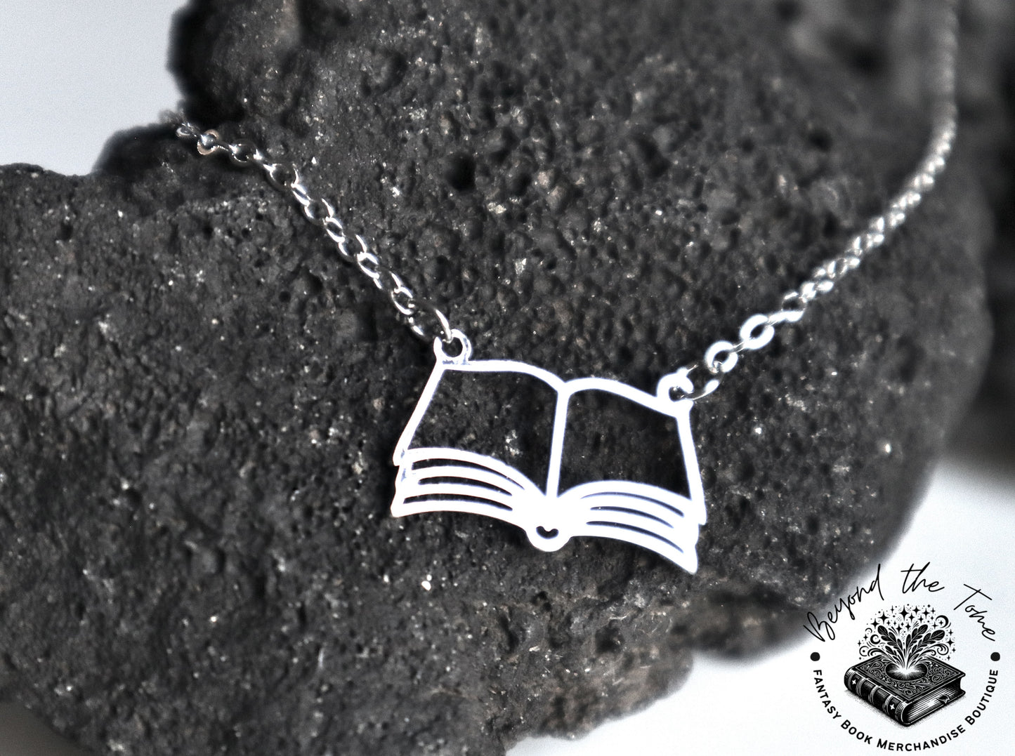 BOOK NERD Silver Book Pendant Necklace - Perfect for Book Lovers